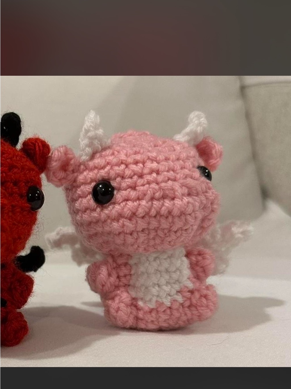 Adorable Pink Crochet Dragon Plush Toy - Cute Soft Amigurumi